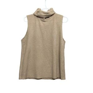 Zara Womens Tan Sleeveless Turtle Neck Comfort Pullover Tank Top Size Large